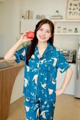 Pijama Lụa latin mềm mại, sang trọng Satino TNQL - Peacock Mallard Green