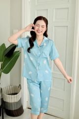 Pijama Lụa latin mềm mại Satino TNQL - Leaf Blue