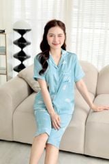 Pijama Lụa latin mềm mại Satino TNQL - Leaf Blue