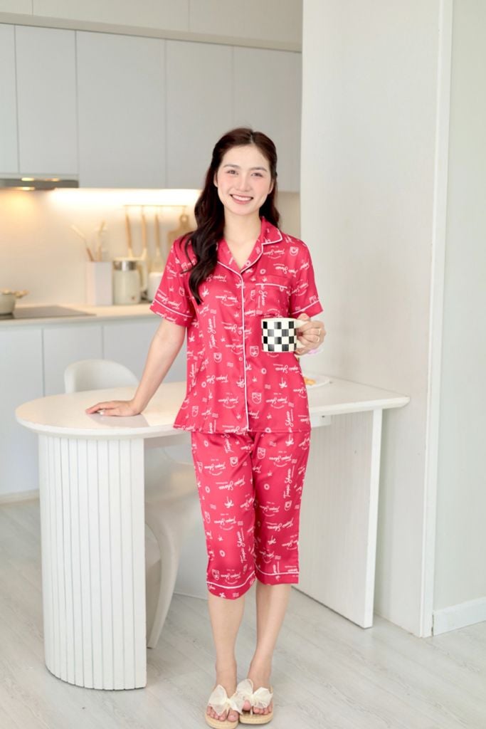 Pijama Lụa latin mềm mại Satino TNQL - Tropical Red