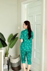 Pijama Lụa latin mềm mại Satino TNQL - Heart Dark Green