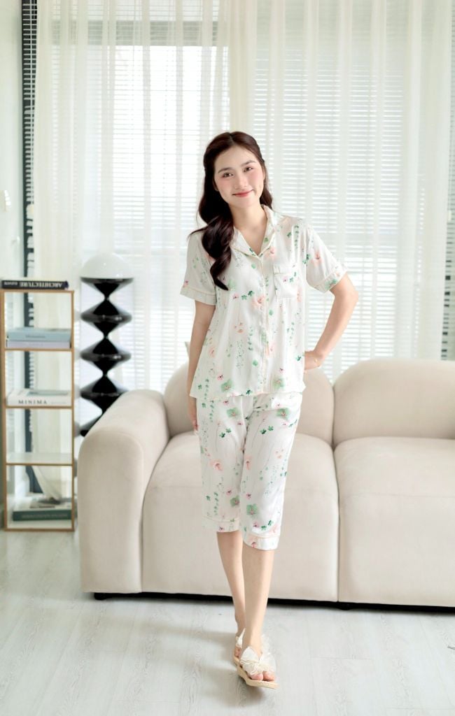 Pijama Lụa latin mềm mại Satino TNQL - Fari White