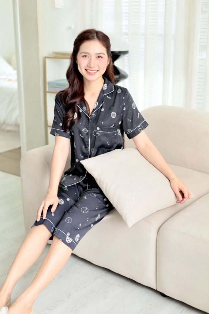 Pijama Lụa latin mềm mại Satino TNQL - Earth Black