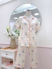 Pijama Lụa latin mềm mại, sang trọng Satino TNQL - Ted Cream
