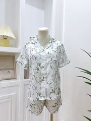 Pijama Lụa latin mềm mại Satino TNQN - Camellia Mint Gray