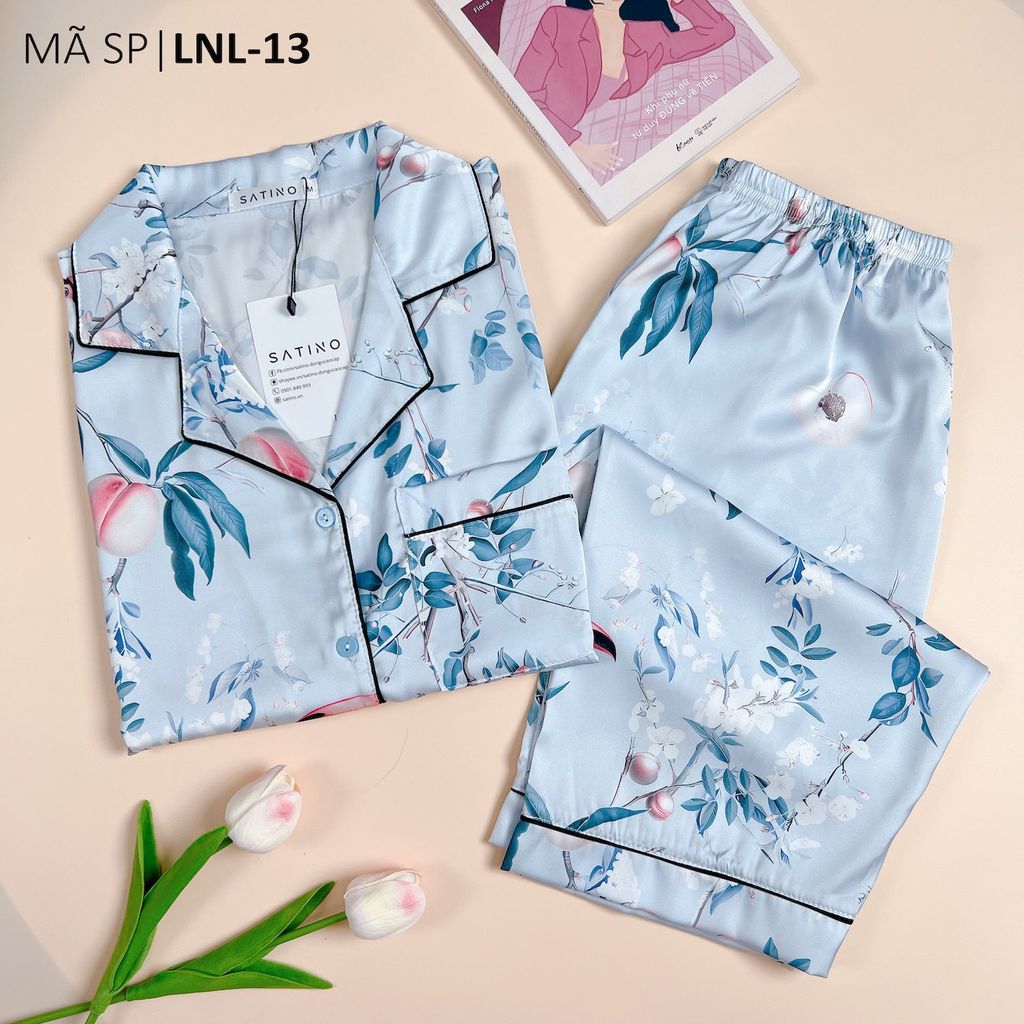 Pijama Lụa latin mềm mại, sang trọng Satino TNQL - Parrot Blue Gray