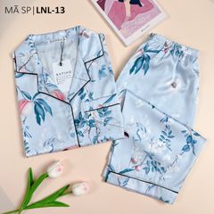 Pijama Lụa latin mềm mại, sang trọng Satino TNQL - Parrot Blue Gray