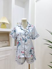 Pijama Lụa latin mềm mại Satino TNQN - Parrot Blue Gray