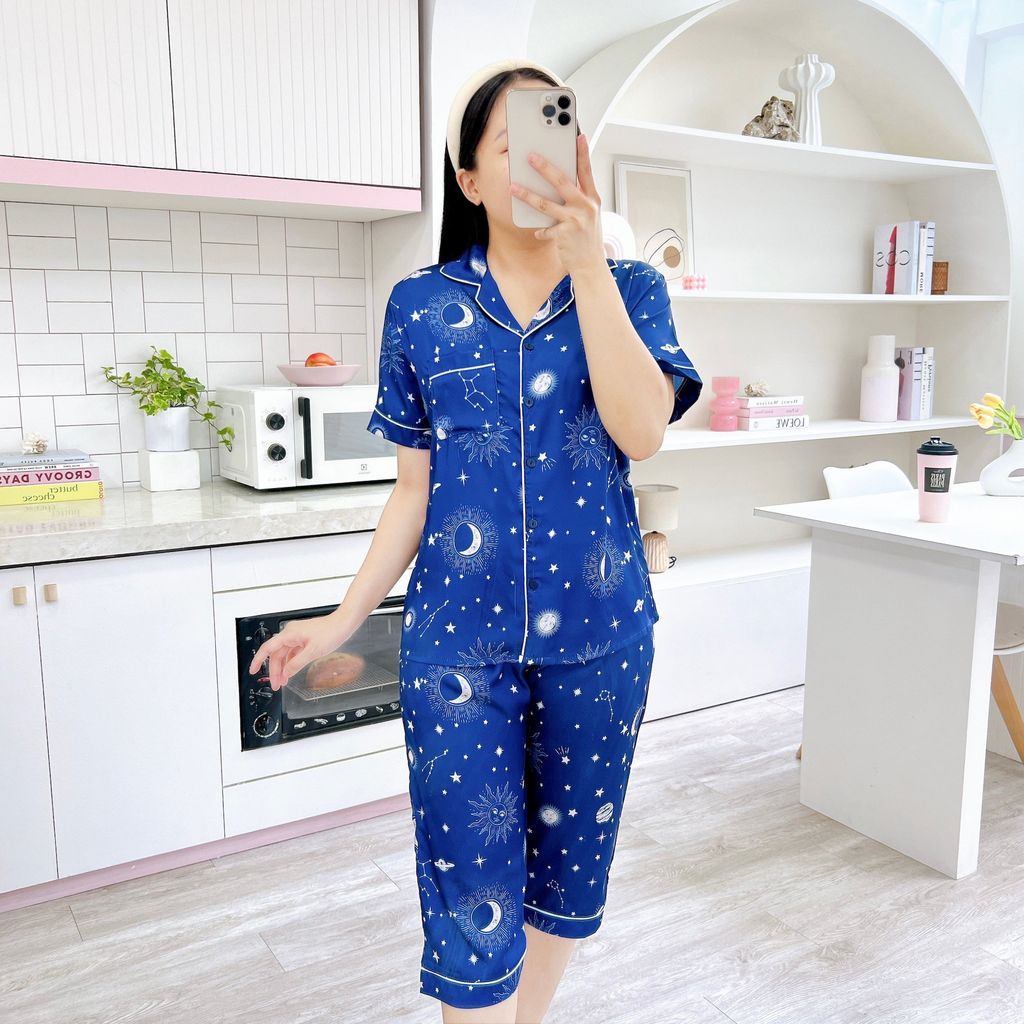 Pijama Lụa latin mềm mại, sang trọng Satino TNQL - Midnight Dark Blue