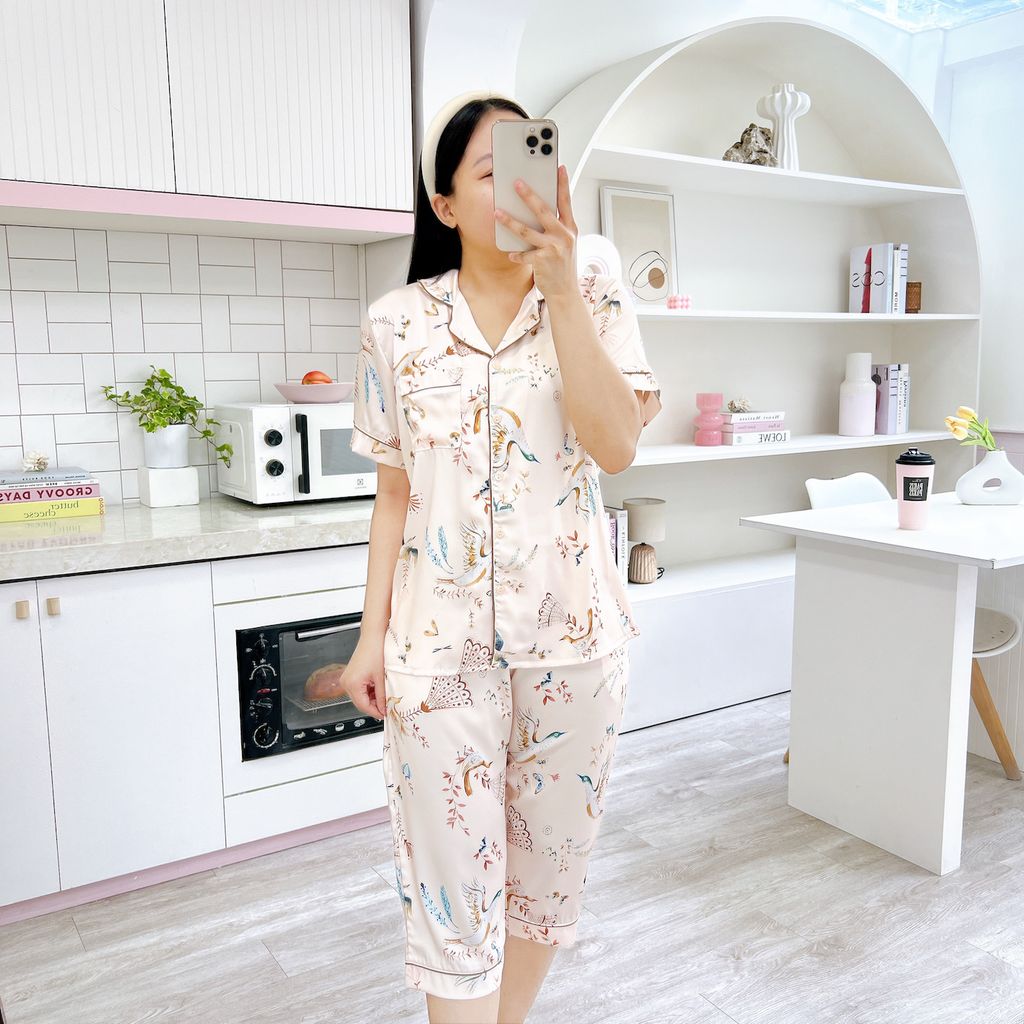 Pijama Lụa latin mềm mại, sang trọng Satino TNQL - Peacock Nude