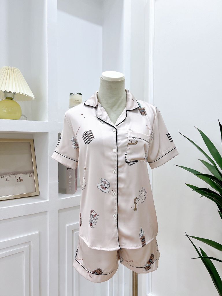 Pijama Lụa latin mềm mại, sang trọng Satino TNQN - Tea Beige