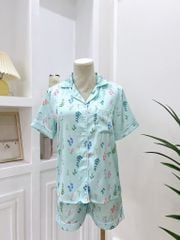 Pijama Lụa latin mềm mại, sang trọng Satino TNQN - Fleur Mint