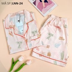 Pijama Lụa latin mềm mại Satino TNQN - Palm Orange