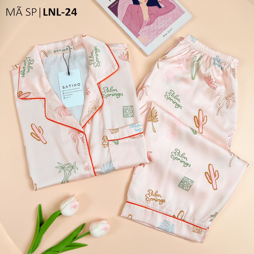 Pijama Lụa latin mềm mại, sang trọng Satino TNQL - Palm Orange
