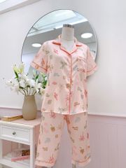 Pijama Lụa latin mềm mại, sang trọng Satino TNQL - Palm Orange