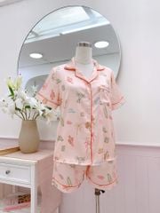 Pijama Lụa latin mềm mại Satino TNQN - Palm Orange