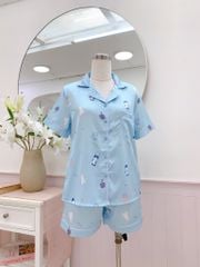 Pijama Lụa latin mềm mại Satino TNQN - Kitty Blue