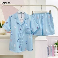 Pijama Lụa latin mềm mại Satino TNQN - Kitty Blue