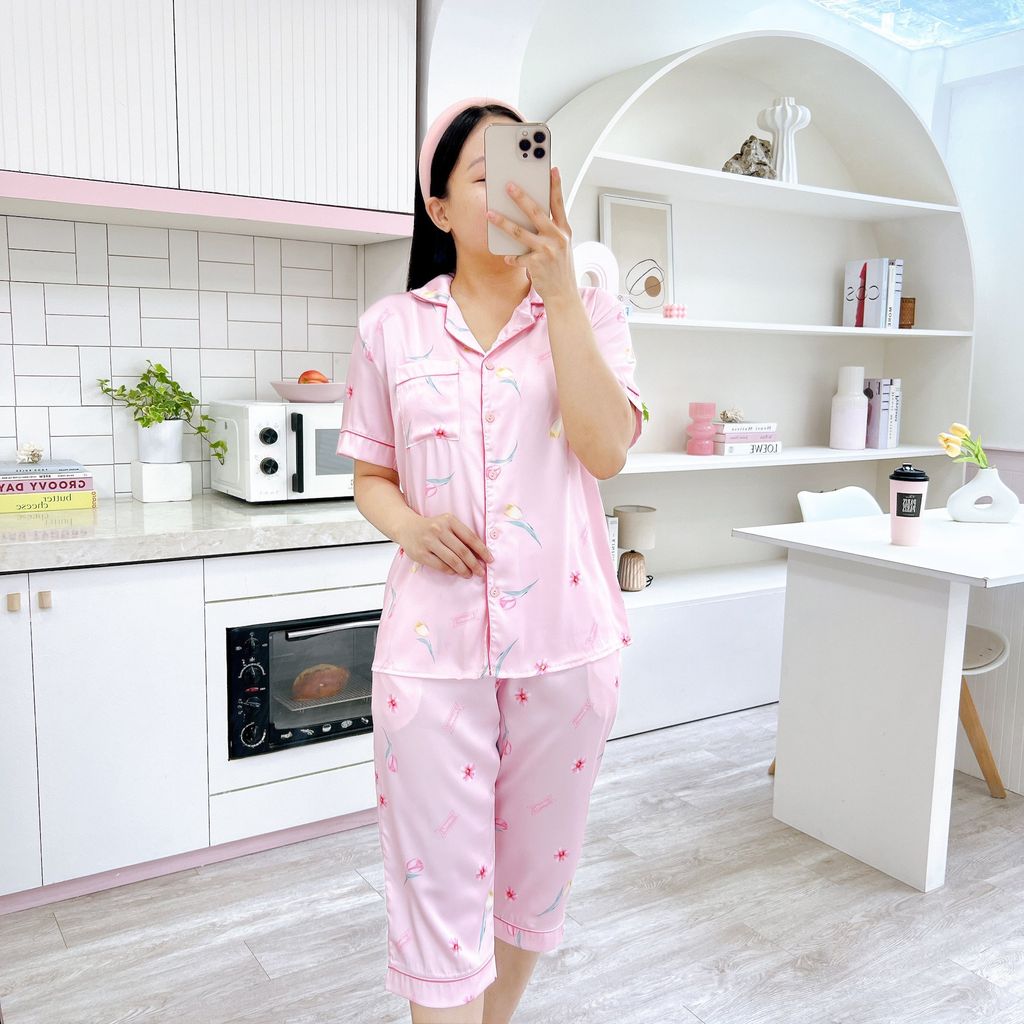 Pijama Lụa latin mềm mại, sang trọng Satino TNQL - Tulip Pink