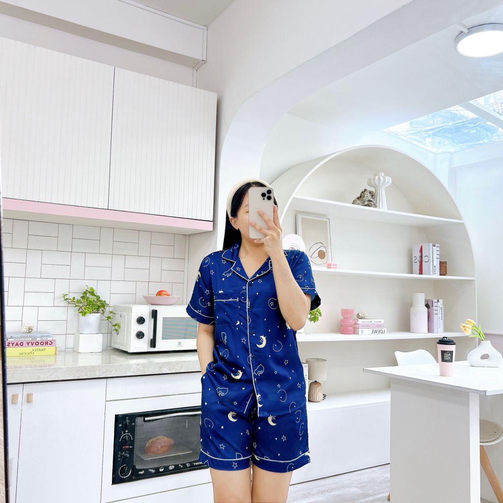 Pijama Lụa latin mềm mại Satino TNQN - Sky Dark Blue