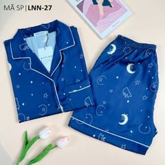Pijama Lụa latin mềm mại Satino TNQN - Sky Dark Blue
