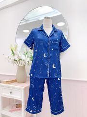 Pijama Lụa latin mềm mại, sang trọng Satino TNQL - Sky Dark Blue
