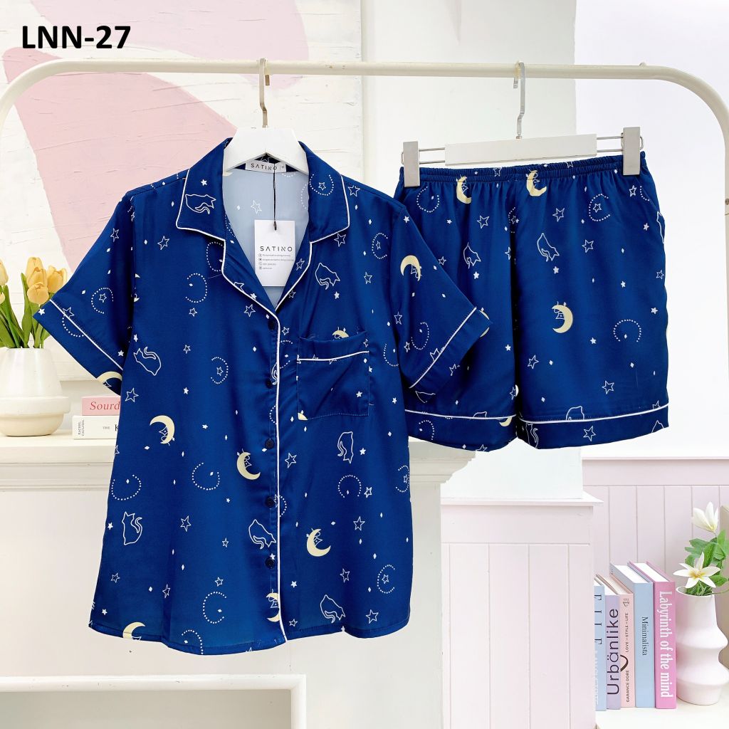 Pijama Lụa latin mềm mại Satino TNQN - Sky Dark Blue
