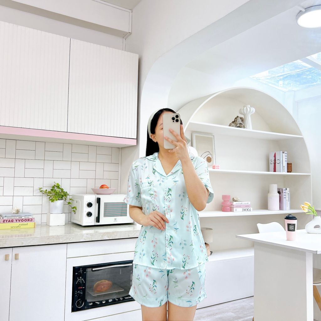 Pijama Lụa latin mềm mại Satino TNQN - Garden Mint