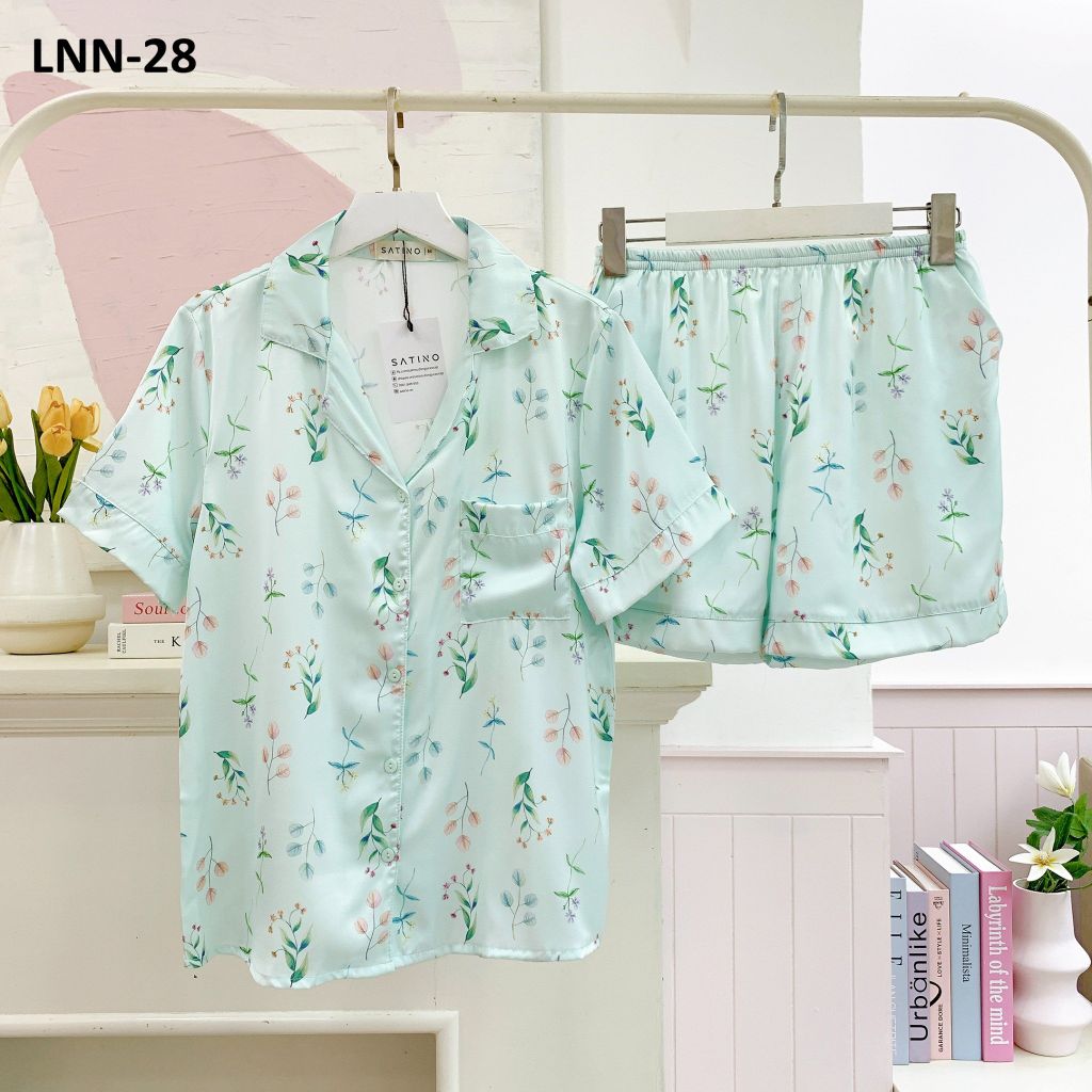 Pijama Lụa latin mềm mại Satino TNQN - Garden Mint