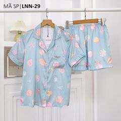 Pijama Lụa latin mềm mại Satino TNQN - Sea Blue