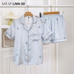 Pijama Lụa latin mềm mại, sang trọng Satino TNQN - Star Grey