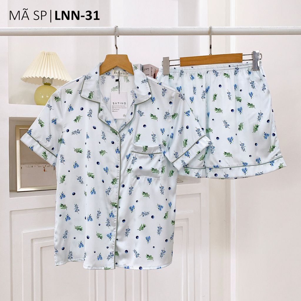 Pijama Lụa latin mềm mại Satino TNQN - Berry Blue