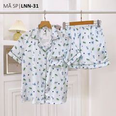 Pijama Lụa latin mềm mại Satino TNQN - Berry Blue