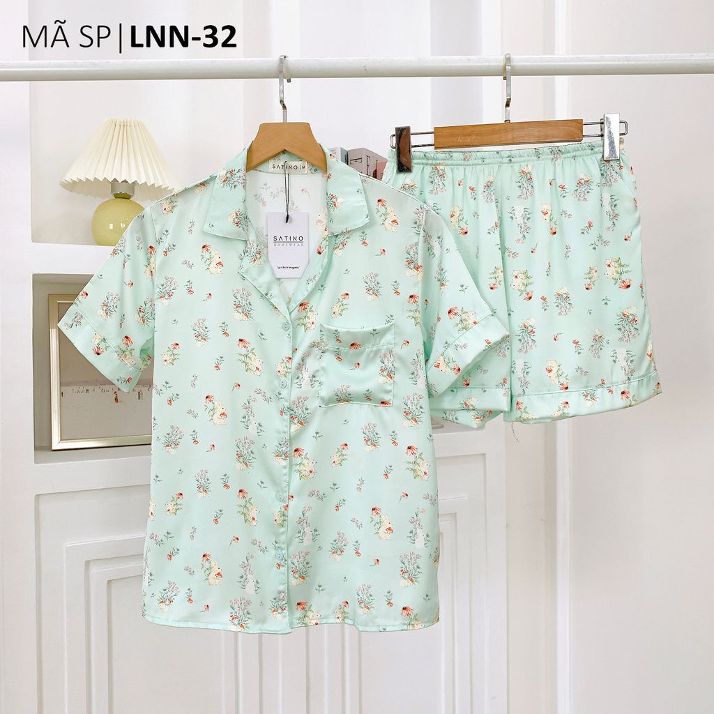 Pijama Lụa latin mềm mại Satino TNQN - Selby Mint