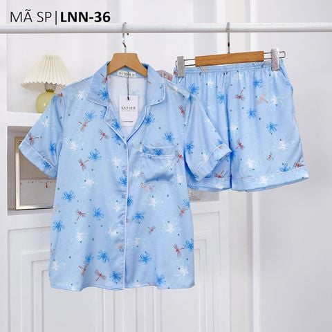 Pijama Lụa latin mềm mại Satino TNQN - Dragonfly Blue