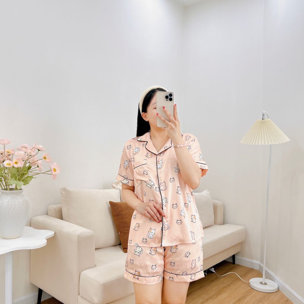 Pijama Lụa latin mềm mại Satino TNQN - Mimi Orange