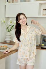 Pijama Lụa latin mềm mại Satino TNQN - Narci Ivory