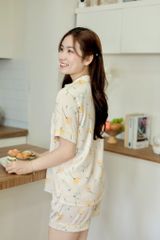 Pijama Lụa latin mềm mại Satino TNQN - Narci Ivory