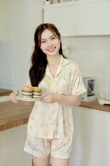 Pijama Lụa latin mềm mại Satino TNQN - Narci Ivory