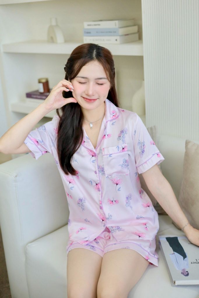 Pijama Lụa latin mềm mại Satino TNQN - Sumi Pink Lilac