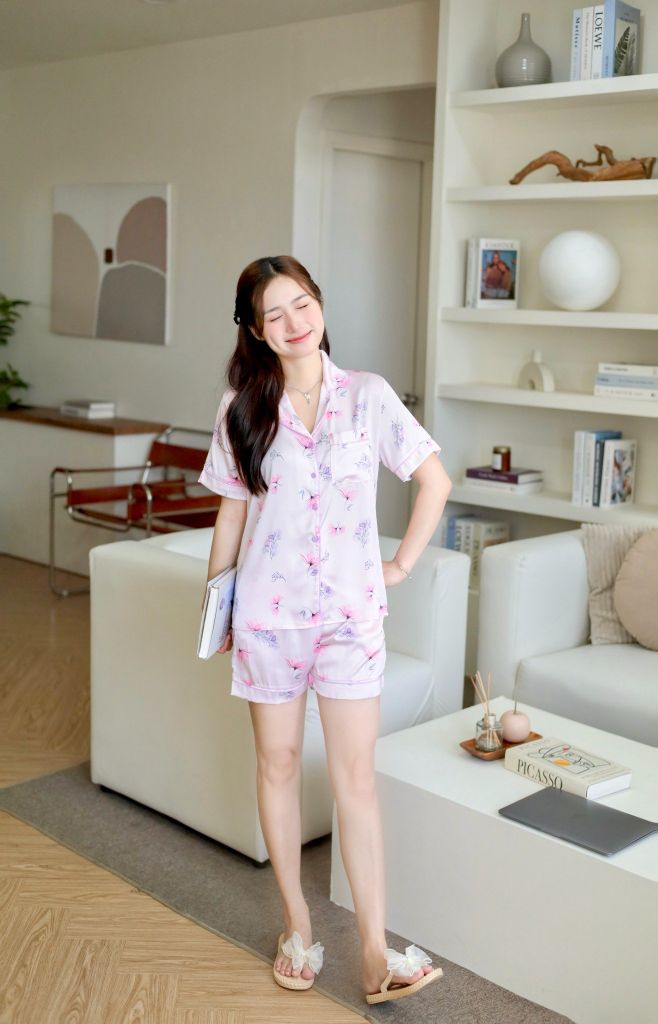 Pijama Lụa latin mềm mại Satino TNQN - Sumi Pink Lilac