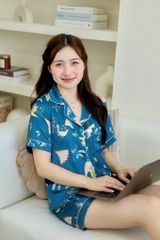 Pijama Lụa latin mềm mại, sang trọng Satino TNQN - Peacock Mallard Green