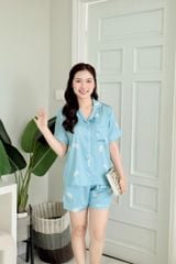 Pijama Lụa latin mềm mại Satino TNQN - Leaf Blue