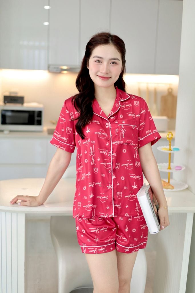 Pijama Lụa latin mềm mại Satino TNQN - Tropical Red