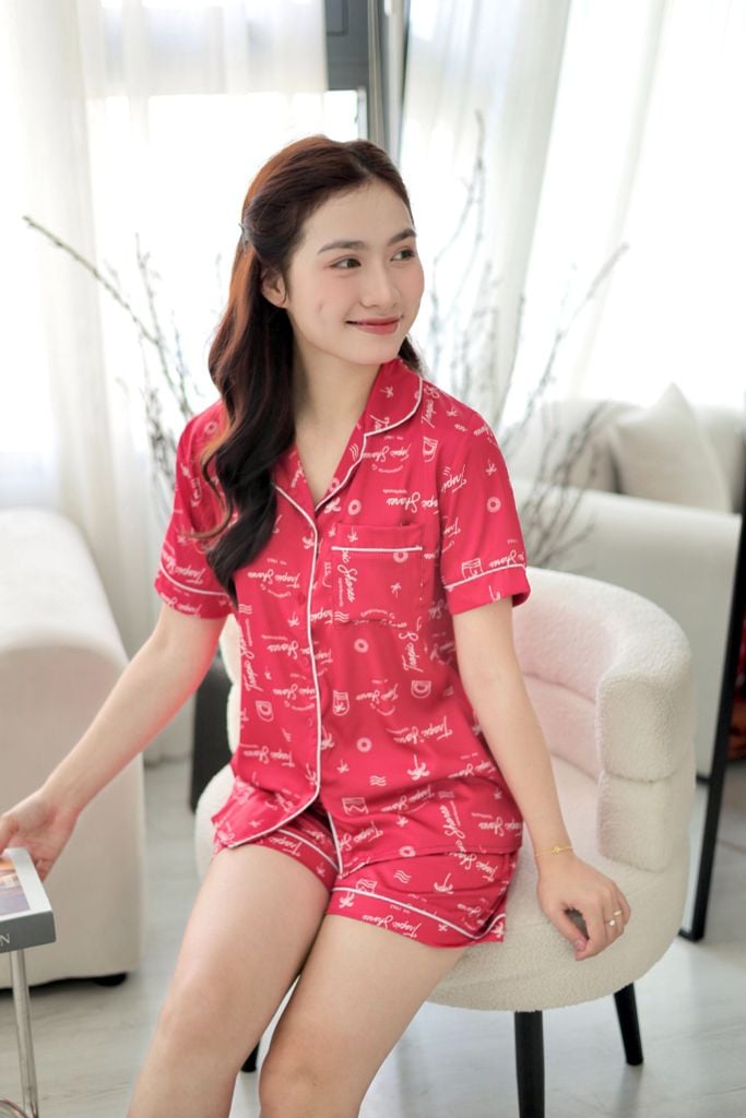 Pijama Lụa latin mềm mại Satino TNQN - Tropical Red