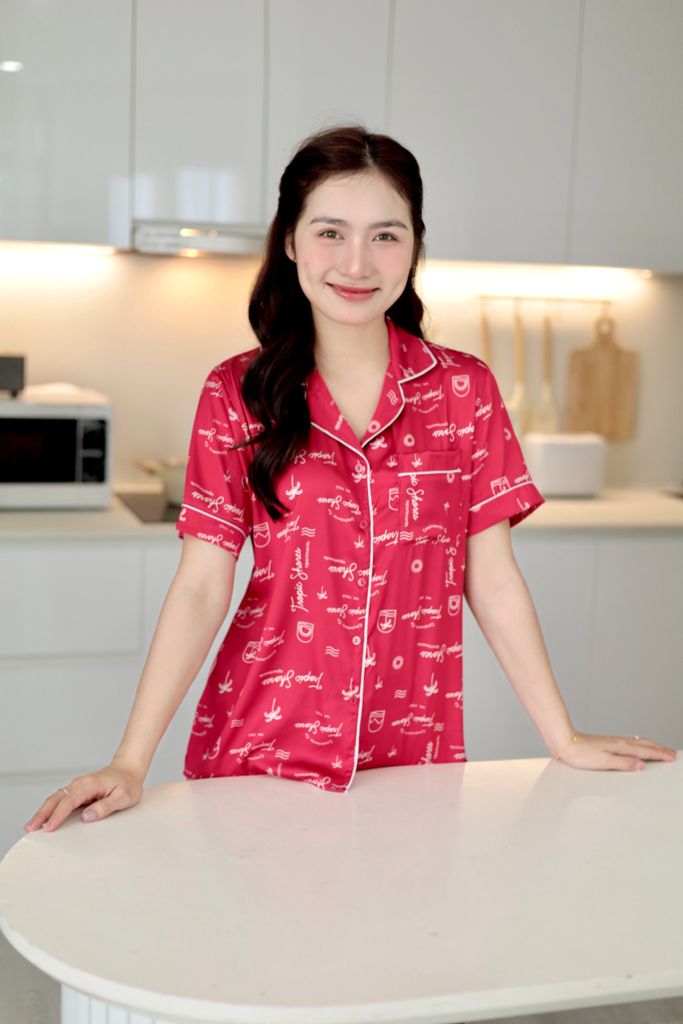 Pijama Lụa latin mềm mại Satino TNQN - Tropical Red