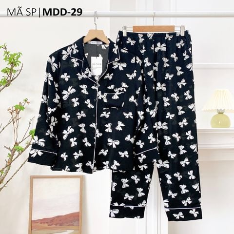 Pijama nữ Lụa Mango TDQD Satino - Bow Black