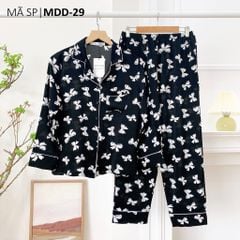 Pijama nữ Lụa Mango TDQD Satino - Bow Black