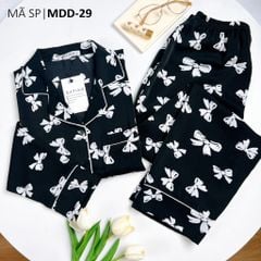 Pijama nữ Lụa Mango TDQD Satino - Bow Black