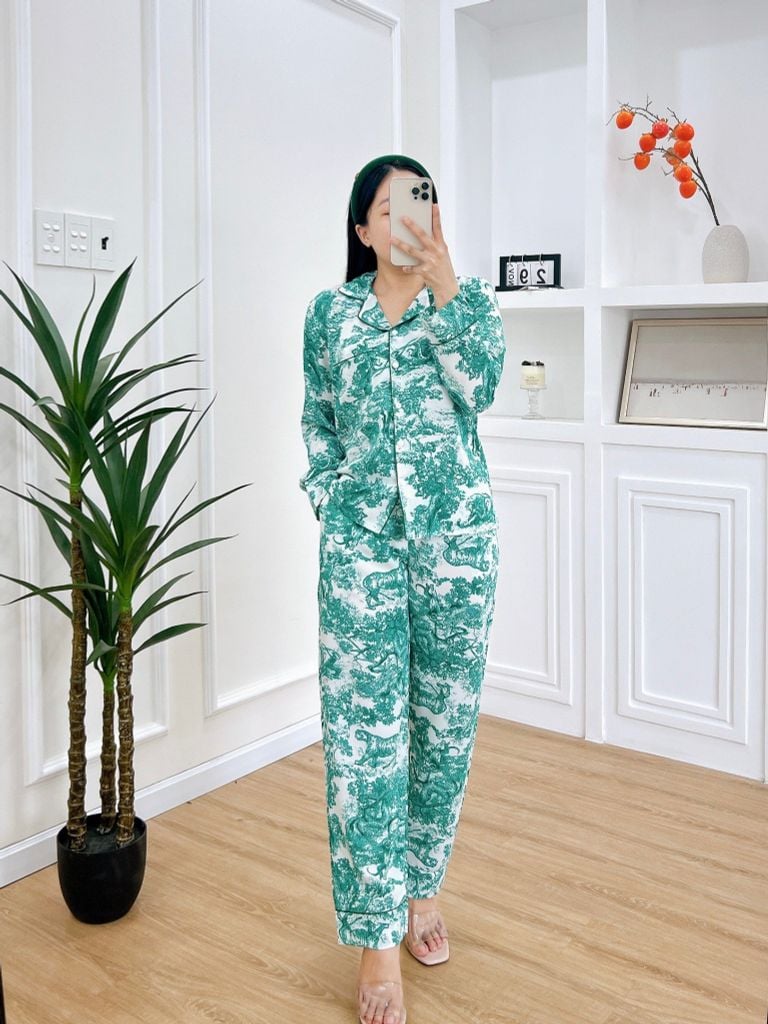 Pijama nữ Lụa Mango TDQD Satino - Toile Dark Green